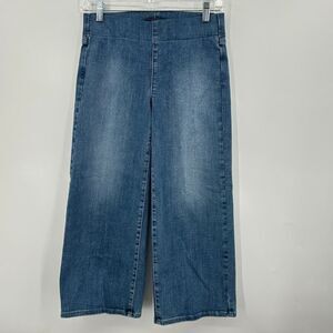 NYDJ Pull On Wide Leg Capri Denim Jeans Cropped clean horizon, Blue Crop Size 00